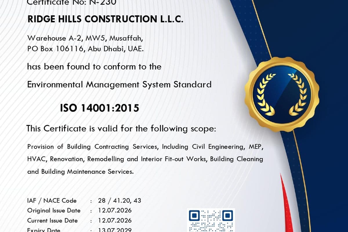 ISO 14001:2015 Certificate of Conformity