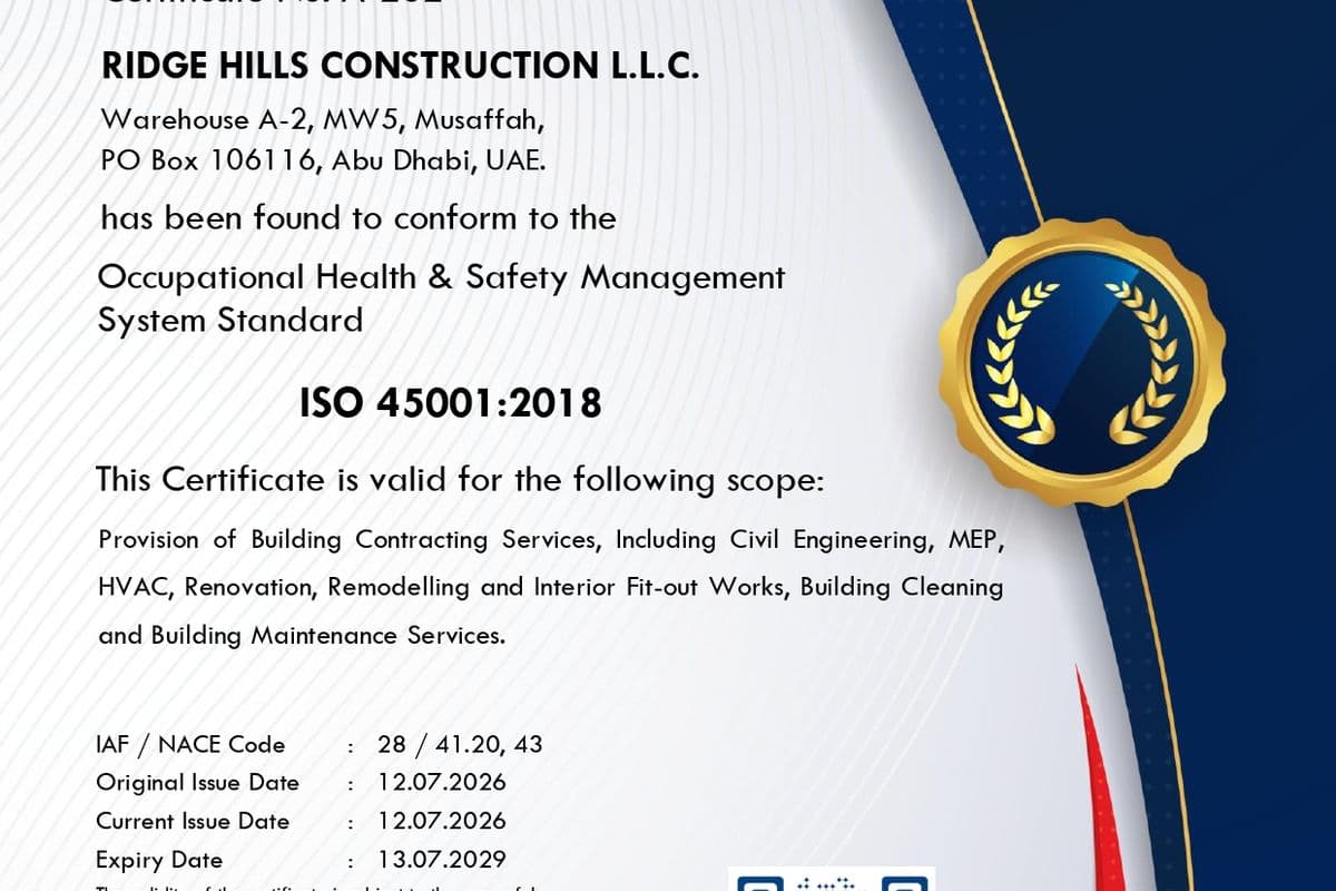 ISO 45001:2018 Certificate of Conformity